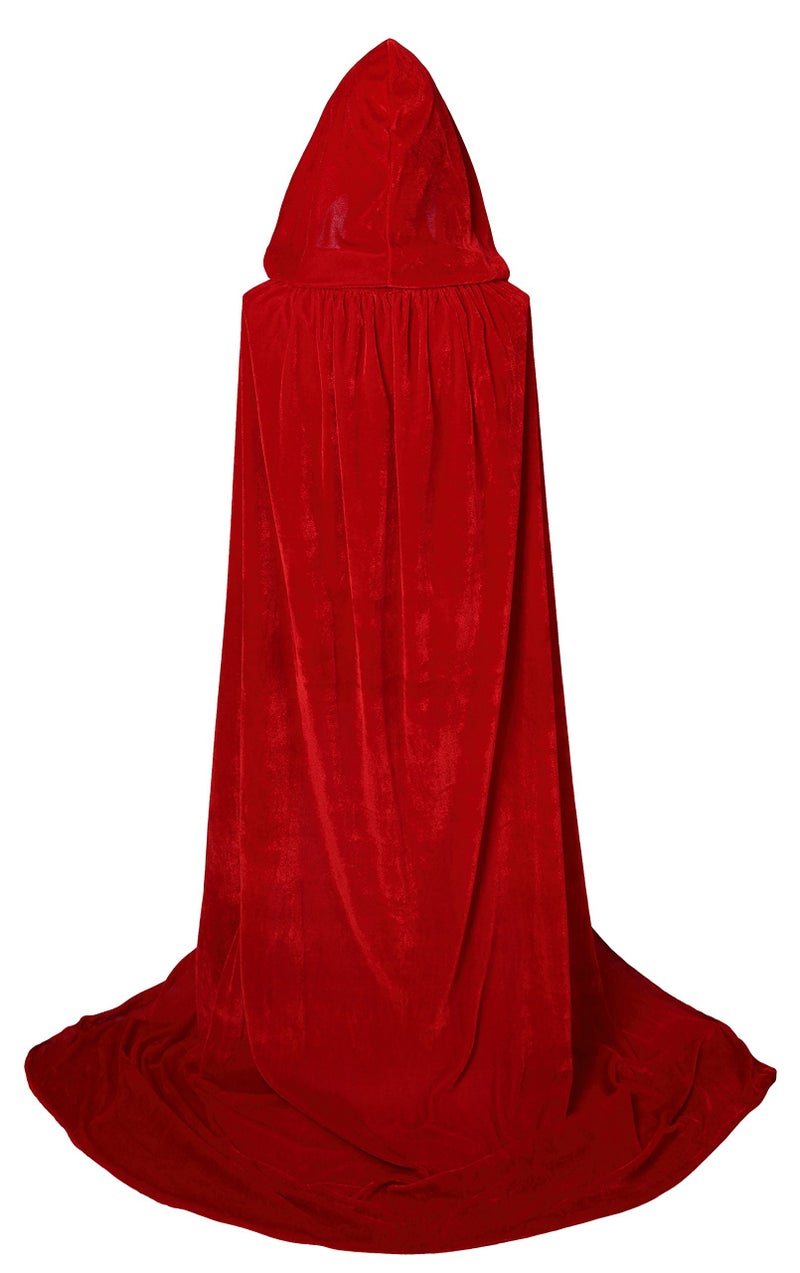 VGLOOK Unisex Adults Hooded Cloak Velvet Cape for Halloween Cosplay Costumes 59 inch Red - Image 3